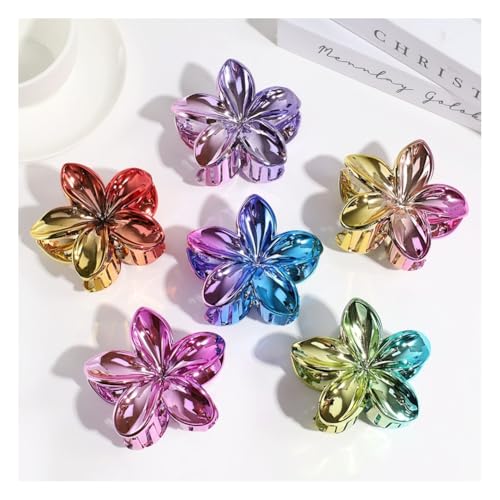 Waltonalice 6 Stück Blumen Haarklammer Haarspangen Damen Haarspange Blume Klein Hawaii Haarspange Bunt blumenklammern haare blumen klammer für Hochzeit Strand Party Pool Urlaub 9# von Waltonalice