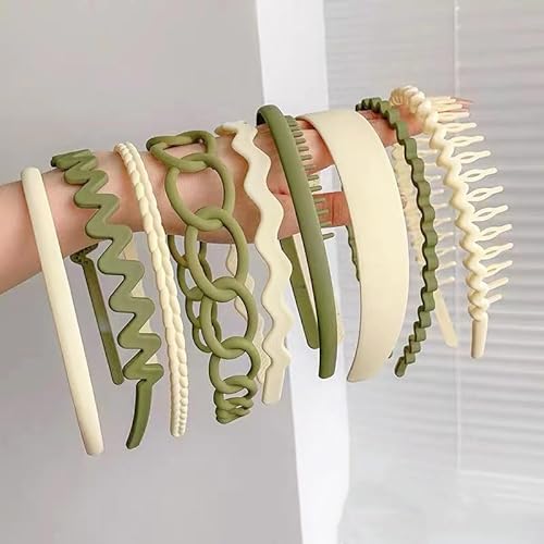Waltonalice 9 Stück Haarreifen Haarband Damen Elastisches Haarbänder Zickzack Haarreif Kunststoff-Kopfband Hair Hoop für Frauen Mädchen haarreifen für Sport Yoga Make-up Waschen Grün + Cremefarben Waltonalice 9 Stück Haarreifen Haarband Damen Elastisches Haarbänder Zickzack Haarreif Kunststoff-Kopfband Hair Hoop für Frauen Mädchen haarreifen für Sport Yoga Make-up Waschen Grün + Cremefarben von Waltonalice
