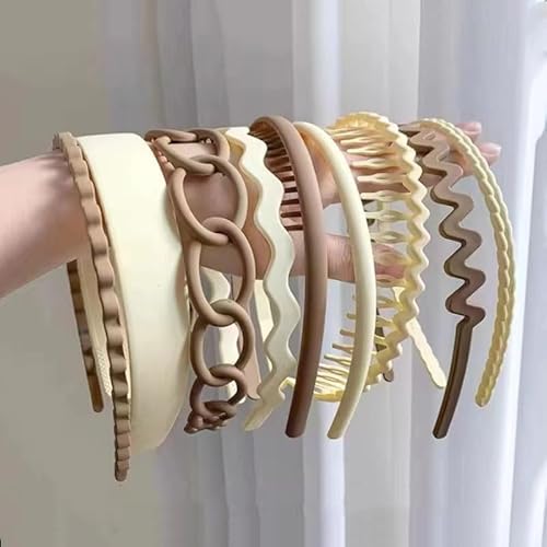 Waltonalice 9 Stück Haarreifen Haarband Damen Elastisches Haarbänder Zickzack Haarreif Kunststoff-Kopfband Hair Hoop für Frauen Mädchen haarreifen für Sport Yoga Make-up Waschen Khaki + Cremefarben Waltonalice 9 Stück Haarreifen Haarband Damen Elastisches Haarbänder Zickzack Haarreif Kunststoff-Kopfband Hair Hoop für Frauen Mädchen haarreifen für Sport Yoga Make-up Waschen Khaki + Cremefarben von Waltonalice
