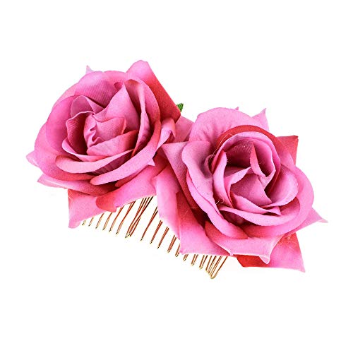 Waltonalice Einsteckkamm Rose Hochzeit Haarschmuck Braut Haarspangen Haarnadel Damen Flamenco Tänzerin Haarschmuck für Hochzeit Verlobung Abschlussball Party Blutrot 2 Stück von Waltonalice