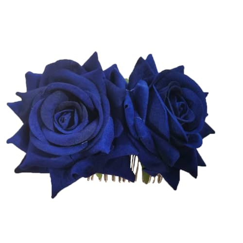 Waltonalice Einsteckkamm Rose Hochzeit Haarschmuck Braut Haarspangen Haarnadel Damen Flamenco Tänzerin Haarschmuck für Hochzeit Verlobung Abschlussball Party Mittleres Marineblau 2 Stück von Waltonalice