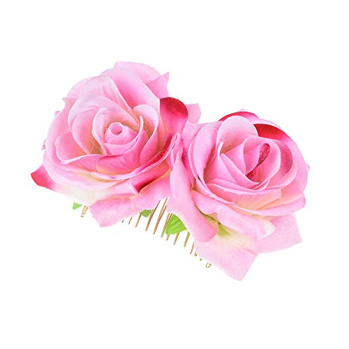 Waltonalice Einsteckkamm Rose Hochzeit Haarschmuck Braut Haarspangen Haarnadel Damen Flamenco Tänzerin Haarschmuck für Hochzeit Verlobung Abschlussball Party Rosa 1 Stück von Waltonalice