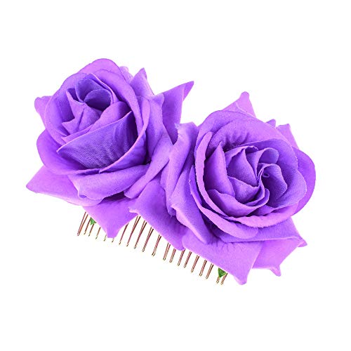 Waltonalice Einsteckkamm Rose Hochzeit Haarschmuck Braut Haarspangen Haarnadel Damen Flamenco Tänzerin Haarschmuck für Hochzeit Verlobung Abschlussball Party Violett 2 Stück von Waltonalice
