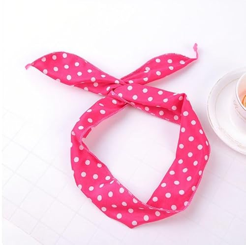 Waltonalice Gepunktetes Stirnband Biegbar Kaninchenohren Kopfband Bandana Rockabilly Draht Haarbänder Vintage Haarband haarreif dirndl Haar-Accessoires für Damen Rosarot 1 Stück von Waltonalice