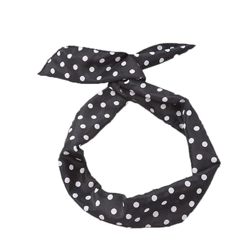 Waltonalice Gepunktetes Stirnband Biegbar Kaninchenohren Kopfband Bandana Rockabilly Draht Haarbänder Vintage Haarband haarreif dirndl Haar-Accessoires für Damen Schwarz 2 Stück von Waltonalice
