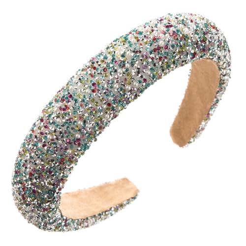 Waltonalice Haarreif mit bunten Strasssteinen Haarschmuck Kristall Stirnbänder Haarbänder rutschfeste Wide Stirnbänder für Hochzeit Braut Party Alltagskleidung Blau B von Waltonalice