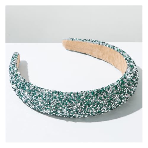 Waltonalice Haarreif mit bunten Strasssteinen Haarschmuck Kristall Stirnbänder Haarbänder rutschfeste Wide Stirnbänder für Hochzeit Braut Party Alltagskleidung Dunkelgrün von Waltonalice