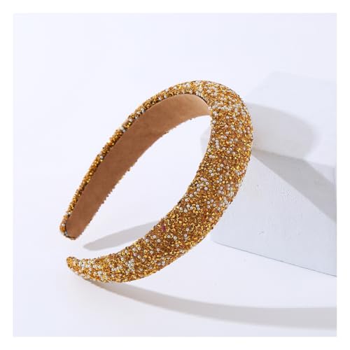 Waltonalice Haarreif mit bunten Strasssteinen Haarschmuck Kristall Stirnbänder Haarbänder rutschfeste Wide Stirnbänder für Hochzeit Braut Party Alltagskleidung Gold von Waltonalice
