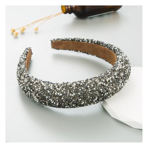 Waltonalice Haarreif mit bunten Strasssteinen Haarschmuck Kristall Stirnbänder Haarbänder rutschfeste Wide Stirnbänder für Hochzeit Braut Party Alltagskleidung Grau von Waltonalice