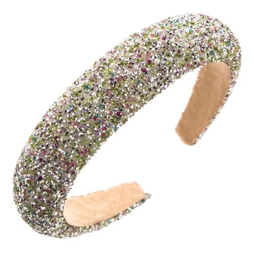 Waltonalice Haarreif mit bunten Strasssteinen Haarschmuck Kristall Stirnbänder Haarbänder rutschfeste Wide Stirnbänder für Hochzeit Braut Party Alltagskleidung Grün B von Waltonalice