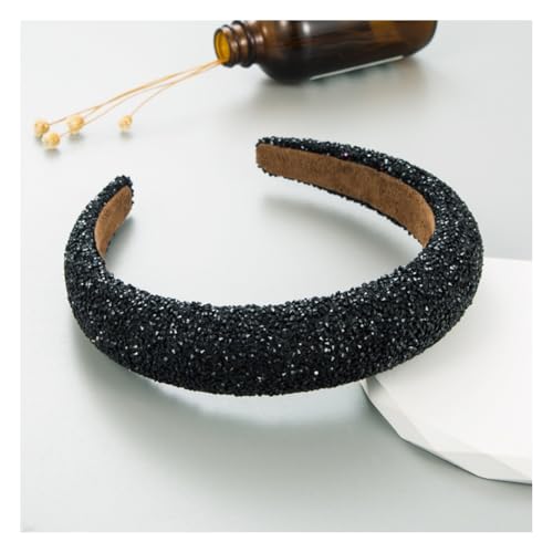 Waltonalice Haarreif mit bunten Strasssteinen Haarschmuck Kristall Stirnbänder Haarbänder rutschfeste Wide Stirnbänder für Hochzeit Braut Party Alltagskleidung Schwarz von Waltonalice