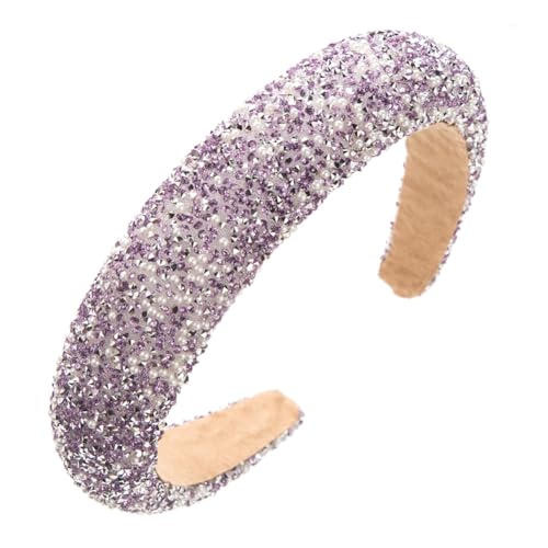 Waltonalice Haarreif mit bunten Strasssteinen Haarschmuck Kristall Stirnbänder Haarbänder rutschfeste Wide Stirnbänder für Hochzeit Braut Party Alltagskleidung Violett von Waltonalice