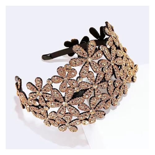 Waltonalice Haarreif mit bunten Strasssteinen Haarschmuck Kristall Stirnbänder rutschfeste Haarbänder Wide Stirnbänder für Hochzeit Braut Jubiläumsfeier Geburtstagsgeschenk Champagner von Waltonalice