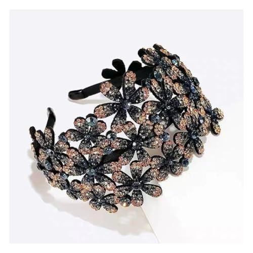Waltonalice Haarreif mit bunten Strasssteinen Haarschmuck Kristall Stirnbänder rutschfeste Haarbänder Wide Stirnbänder für Hochzeit Braut Jubiläumsfeier Geburtstagsgeschenk Duftblau von Waltonalice