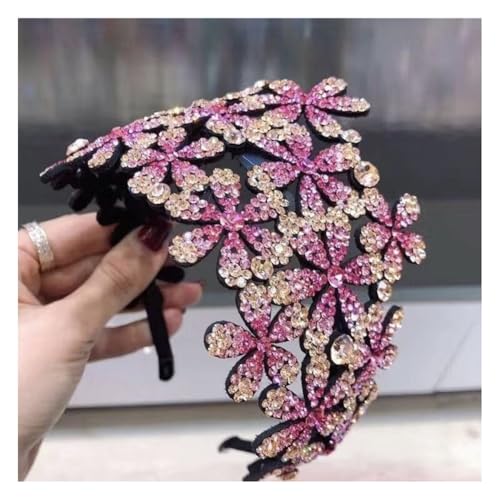 Waltonalice Haarreif mit bunten Strasssteinen Haarschmuck Kristall Stirnbänder rutschfeste Haarbänder Wide Stirnbänder für Hochzeit Braut Jubiläumsfeier Geburtstagsgeschenk Duftpuder von Waltonalice