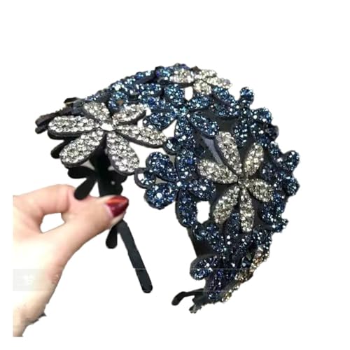 Waltonalice Haarreif mit bunten Strasssteinen Haarschmuck Kristall Stirnbänder rutschfeste Haarbänder Wide Stirnbänder für Hochzeit Braut Jubiläumsfeier Geburtstagsgeschenk Tiefgrau von Waltonalice