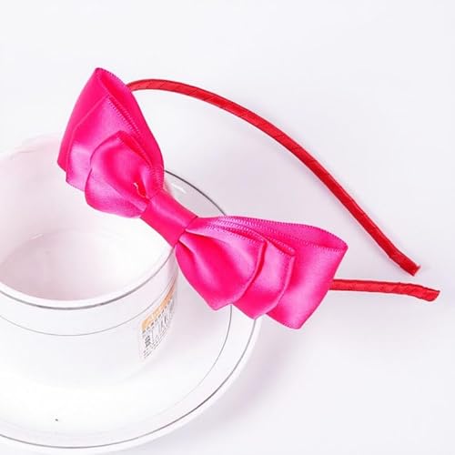 Waltonalice Haarreifen mit Schleife Stirnbänder Haarbänder französische Schleife Stirnband Haarreifen Bunt Satin Haarband Stirnbänder Anti-Rutsch Kopfbedeckung für Damen Rosarot 1 Stück von Waltonalice