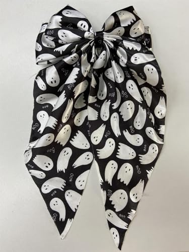Waltonalice Haarschleifen Clip Haarspangen mit großer Schleife haarklammer Schleife Haarschmuck für Damen Mädchen Spitze Haarschleife Haarspangen für halloween Schwarzer Geist 2 Stück von Waltonalice