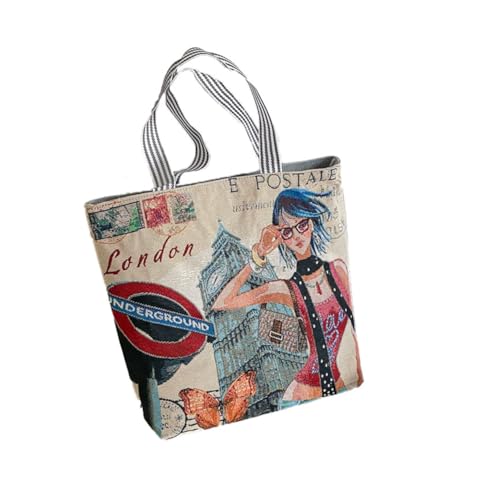 Waltonalice Handtasche Schultaschen Tote Große Kapazität Schulter Frauen beiläufiger Vintage Segeltuch Druck Shopper Beutel für Arbeit Reisen Einkaufen Schule 3# Waltonalice Handtasche Schultaschen Tote Große Kapazität Schulter Frauen beiläufiger Vintage Segeltuch Druck Shopper Beutel für Arbeit Reisen Einkaufen Schule 3# von Waltonalice