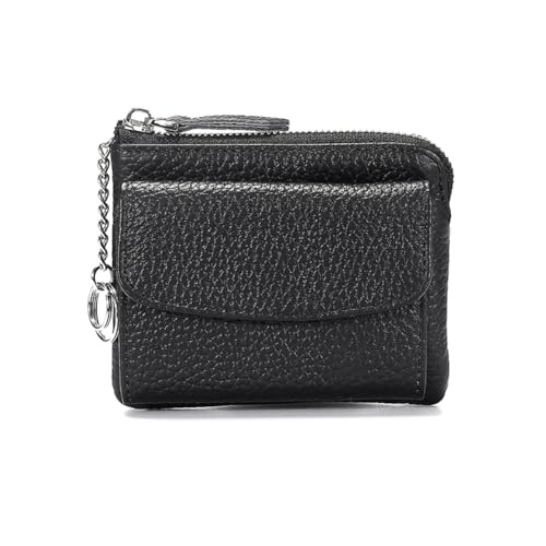 Waltonalice Lederbrieftasche Zipper Wallet großer Stauraum Akkordeon-Geldbörse Kreditkartenetui Geldbörse RFID Blocking doppeltem Reißverschlussfach Einheitsgröße für Damen oder Herren Schwarz von Waltonalice