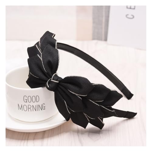 Waltonalice Schleifen-Stirnband Schleife Haarschleife Haarreif Mädchen Haar-Accessoires Weihnachts-Stirnband französisches Schleifen-Design für Halloween Weihnachten Party Cosplay Schwarz 2 1 Stück von Waltonalice