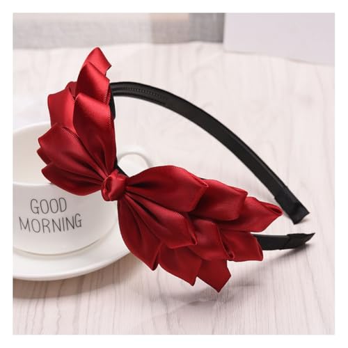 Waltonalice Schleifen-Stirnband Schleife Haarschleife Haarreif Mädchen Haar-Accessoires Weihnachts-Stirnband französisches Schleifen-Design für Halloween Weihnachten Party Cosplay Weinrot 1 3 Stück von Waltonalice
