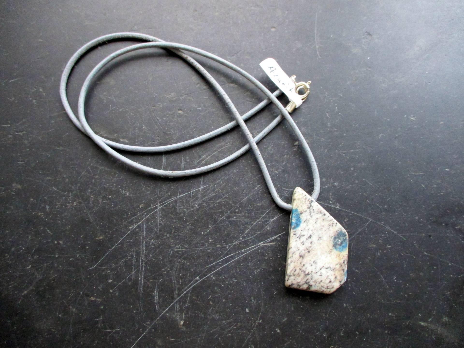 Anhänger, Azurit, in Matrix, Schmuck, Lederband, Silber Anhänger, Azurit, in Matrix, Schmuck, Lederband, Silber von WaltrautvonRoda