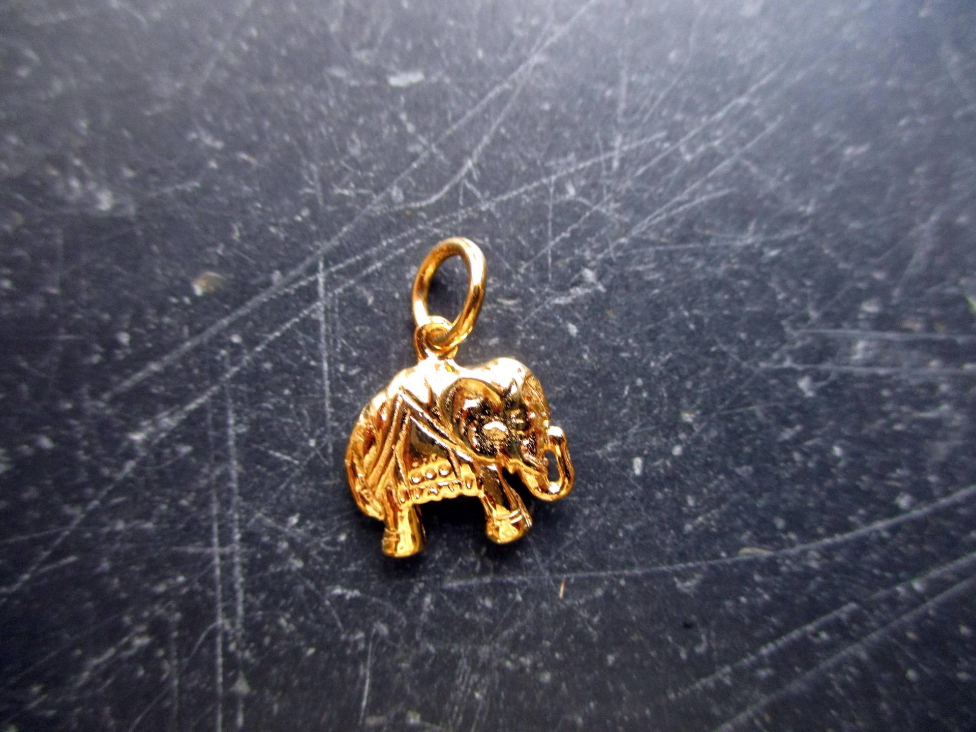 Anhänger, Elefant, Zierlich, Sterlingsilber, Vergoldet, Unisex von WaltrautvonRoda