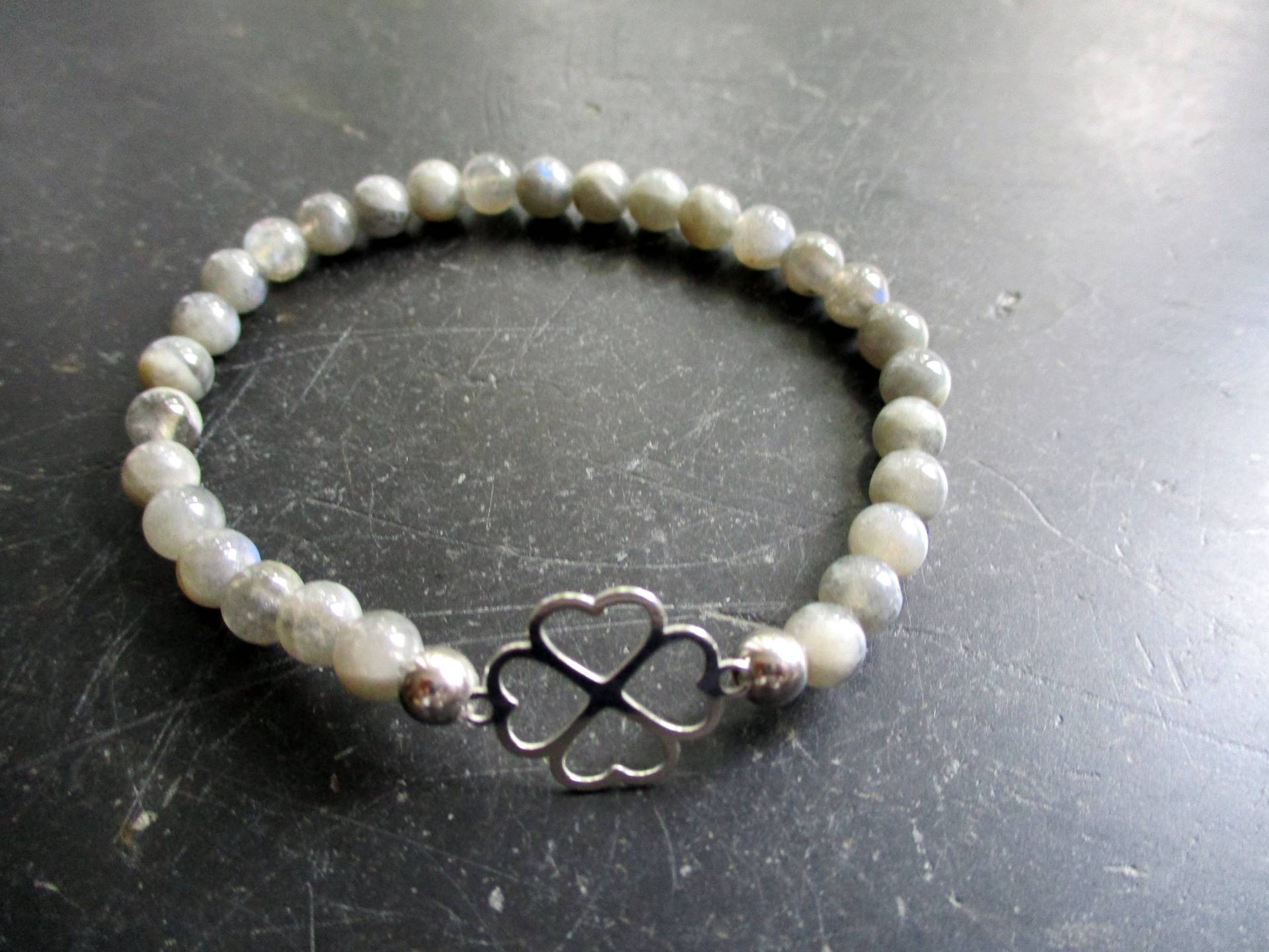 Armband, Kleeblatt, Glück, Labradorit, Symbolarmband Armband, Kleeblatt, Glück, Labradorit, Symbolarmband von WaltrautvonRoda