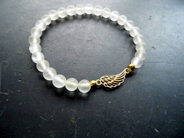 Armband, Symbolarmband, Bergkristall, Flügel, Silber, Weiß, Vergoldet, Braut Armband, Symbolarmband, Bergkristall, Flügel, Silber, Weiß, Vergoldet, Braut von WaltrautvonRoda