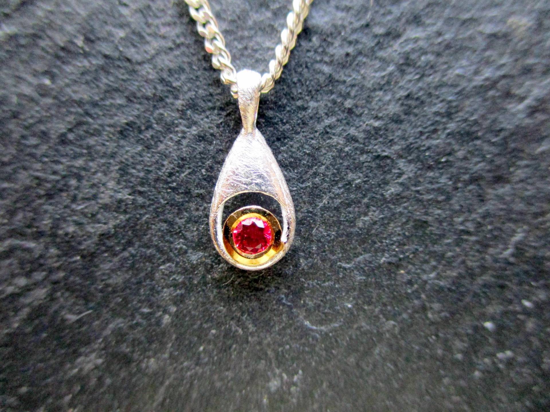 Kette, Mit Anhänger, Spinell, Sterlingsilber, Teilweise Vergoldet, Schmuck, Frauen von WaltrautvonRoda