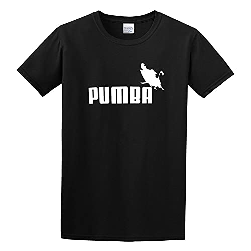 Pumba Graphic Cotton Round Neck Shirt for Men Black XXL von Wamake