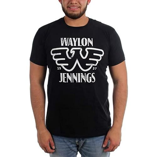Waylon Jennings Outlaw Country Music T Shirt Funny Vintage Gift MenCasual Round Neck T Shirt Black M von Wamake