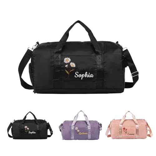 Personalisierte Reisetasche mit Namen – Faltbare Sporttasche Handgepäck für Damen Herren, wasserdichte Weekender Reisetasche groß, Geschenk für Frauen Männer Urlaub Sport Schwimmbad (Stil 6) von Wamantic
