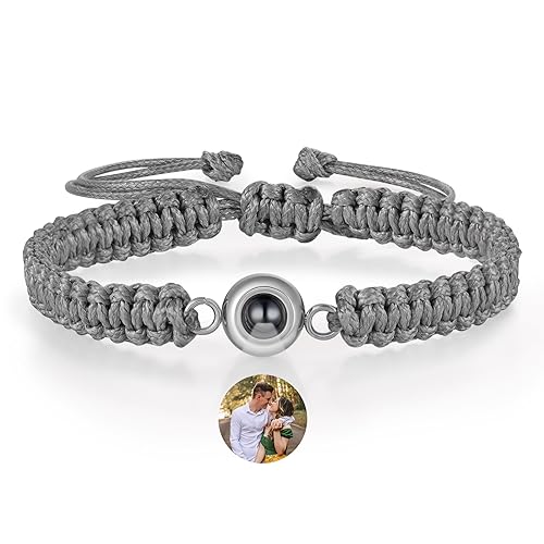 Wamantic Benutzerdefiniertes Fotoprojektionsarmband mit Bild im Inneren für Frauen Männer, Benutzerdefiniertes Foto-Armband für Paare, personalisiertes Foto verstellbares Armband, Gedenkgeschenke von Wamantic