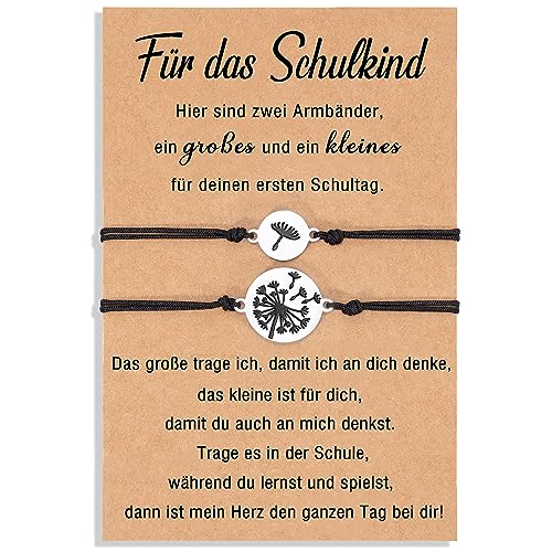 Wamantic Mutter Tochter Armband Set, Schulkind Armband Mädchen Armbänder für 2 Armband Einstellbar Armband zurück zu Schule Armband Geschenk für Mädchen Kinder Frauen Schmuck (Schwarz-1) von Wamantic