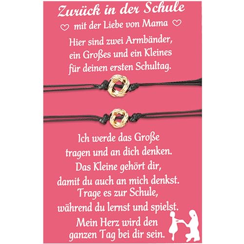 Wamantic Mutter Tochter Armband Set, Schulkind Armband Mädchen Armbänder für 2 Armband Einstellbar Armband zurück zu Schule Armband Geschenk für Mädchen Kinder Frauen Schmuck (Schwarz-7) von Wamantic