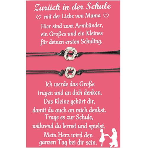 Wamantic Mutter Tochter Armband Set, Schulkind Armband Mädchen Armbänder für 2 Armband Einstellbar Armband zurück zu Schule Armband Geschenk für Mädchen Kinder Frauen Schmuck (Schwarz-8) von Wamantic