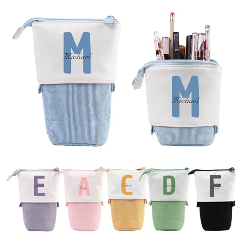 Wamantic Personalisierte Federmäppchen Teleskopisch Mäppchen für Mädchen Federmäppchen Reißverschluss Jungen Ständer Bleistifthalter mit Namen Stifteköcher Schulbedarf(Stil-4) von Wamantic