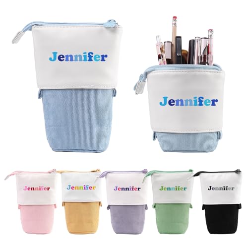 Wamantic Personalisierte Federmäppchen Teleskopisch Mäppchen für Mädchen Federmäppchen Reißverschluss Jungen Ständer Bleistifthalter mit Namen Stifteköcher Schulbedarf(Stil-5) von Wamantic