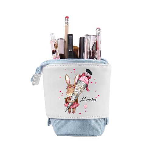 Wamantic Personalisierte Federmäppchen Teleskopisch Mäppchen für Mädchen Federmäppchen Reißverschluss Jungen Ständer Bleistifthalter mit Namen Stifteköcher Schulbedarf (Stil-16) von Wamantic