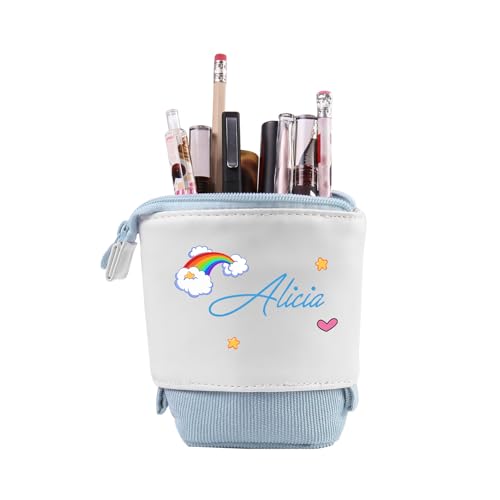 Wamantic Personalisierte Federmäppchen Teleskopisch Mäppchen für Mädchen Federmäppchen Reißverschluss Jungen Ständer Bleistifthalter mit Namen Stifteköcher Schulbedarf (Stil-19) von Wamantic