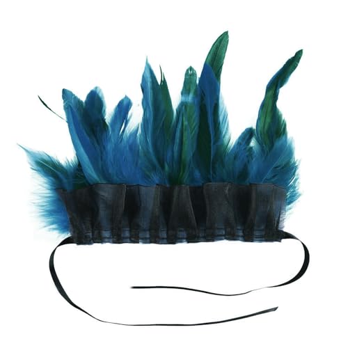 1 Paar Federarmband Damen Kostüme Manschetten Feder Manschetten Federarmbänder Handgelenk Ärmel für Halloween Cosplay Maskerade Karneval Rollenspiel Party Kostüm Accessoire,Königsblau von Wambere