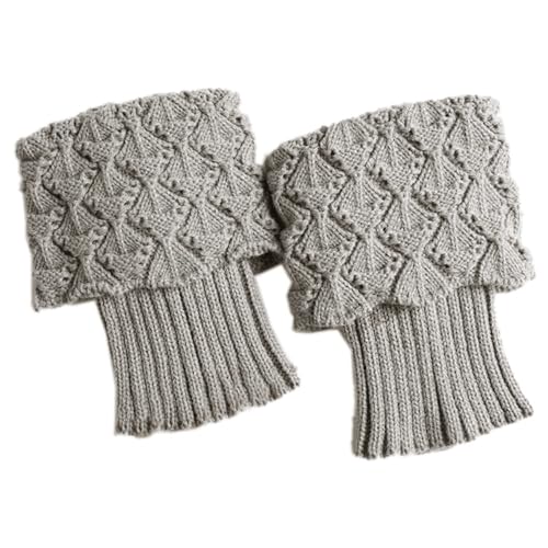 1 Paar Stulpen Damen Winter Beinwärmer Fussstulpen Beinstulpe Warme Kurze Knöchelwärmer Gestrickte Bein Wärmer Legwarmer Warmers Socken Stiefel Boot Abdeckung,für Winteraccessoires,Hellgrau von Wambere