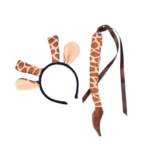 1 Satz Tierohren Haarreif mit Ohren und Schwanz Kostüm-Set Ohrentier-Stirnband Haarband Haarschmuck Accessoire Kopfschmuck,für Geburtstag Themenparty Karneval Mottoparty Fasching,Braun von Wambere