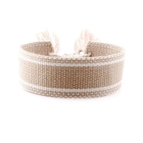 1 Stück 1.7cm Breit Verstellbares Armband Böhmisches Stoffarmband Gewebtes Armband Webarmband Freundschaftsarmband Wristband Gewebearmband Gesticktes Armbänder für Männer Frauen,Farbe 2 von Wambere