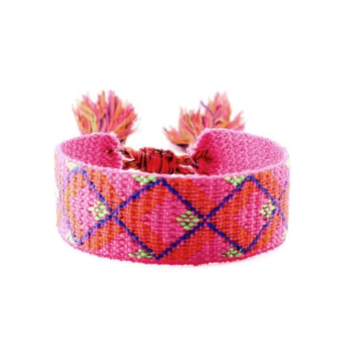 1 Stück 1.7cm Breit Verstellbares Armband Böhmisches Stoffarmband Gewebtes Armband Webarmband Freundschaftsarmband Wristband Gewebearmband Gesticktes Armbänder für Männer Frauen,Farbe 4 von Wambere