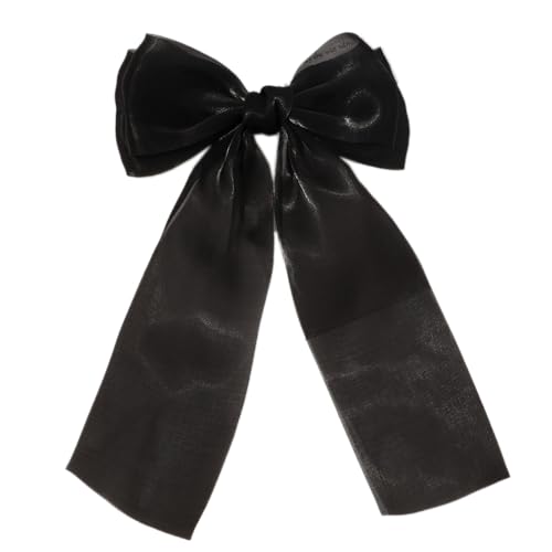 1 Stück 13cm x 23cm Damen Haarnadelschleife Clip Bogen Haarnadel Haarspangen Entenschnabelklammer Hairclip Haarschmuck Haarklammern Kopfbedeckung für Frauen Mädchen Tägliches Tragen,Schwarz von Wambere