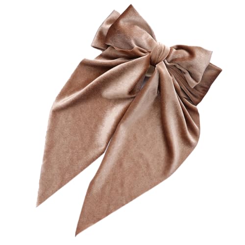 1 Stück 21cmx36cm Haarschleifen Clip Damen Samt Haarnadelschleife Bogen Haarnadel Schleife Haarspangen Vintage Federklammer Haarschmuck Hair Bow Schleife Kopfschmuck Kopfbedeckung,Camel von Wambere