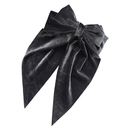 1 Stück 21cmx36cm Haarschleifen Clip Damen Samt Haarnadelschleife Bogen Haarnadel Schleife Haarspangen Vintage Federklammer Haarschmuck Hair Bow Schleife Kopfschmuck Kopfbedeckung,Dunkelgrau von Wambere